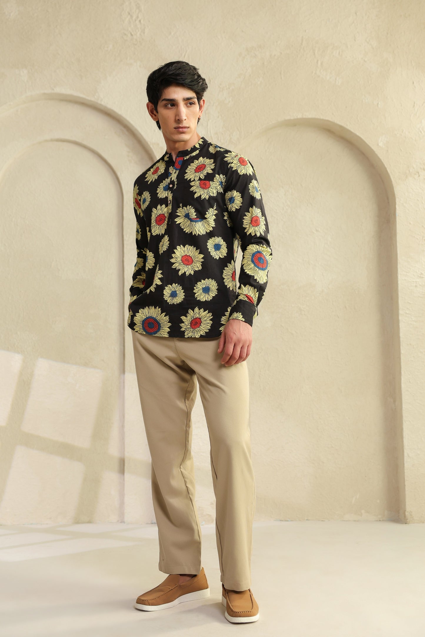 Black Sunflower Cotton Shirt Kurta