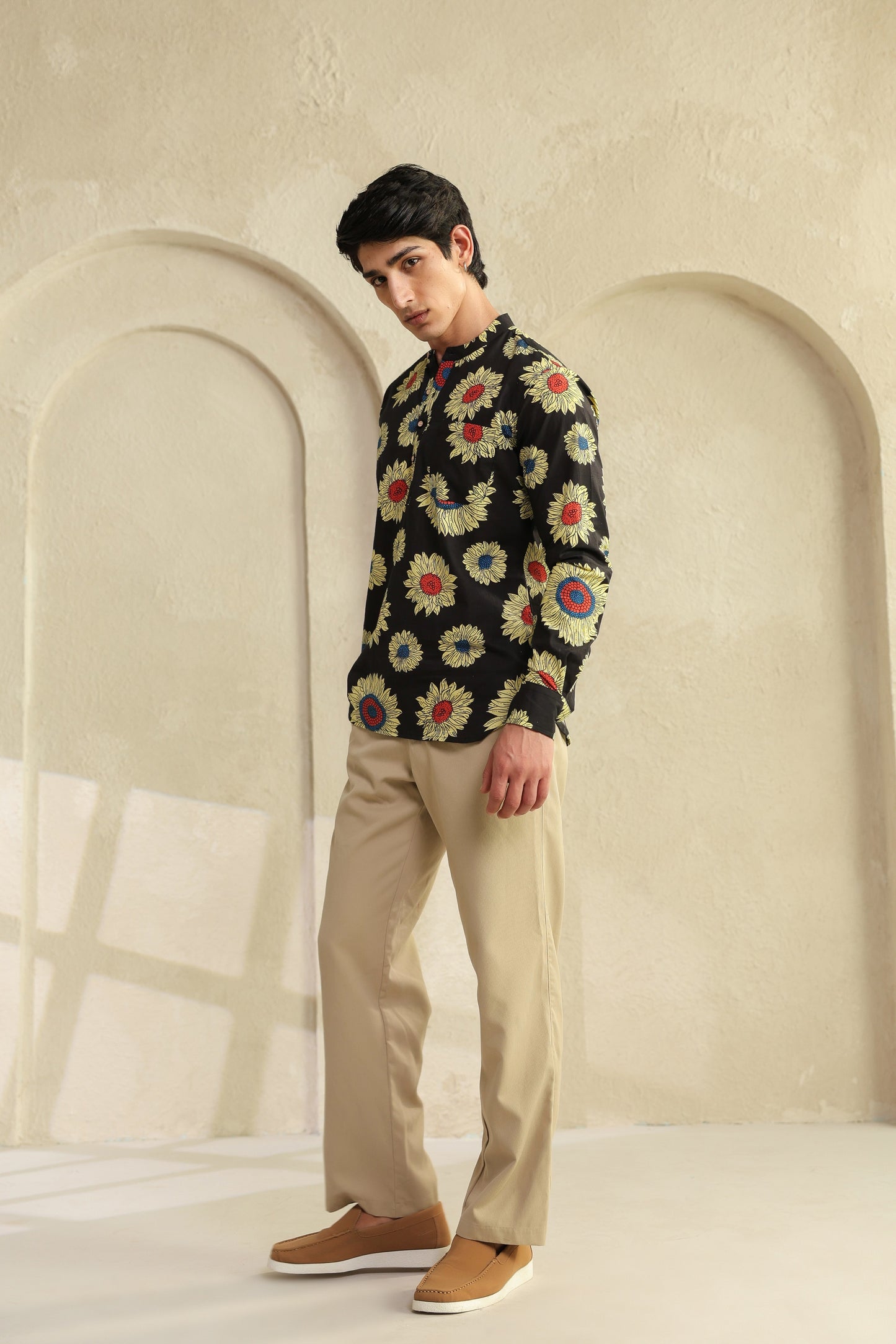 Black Sunflower Cotton Shirt Kurta