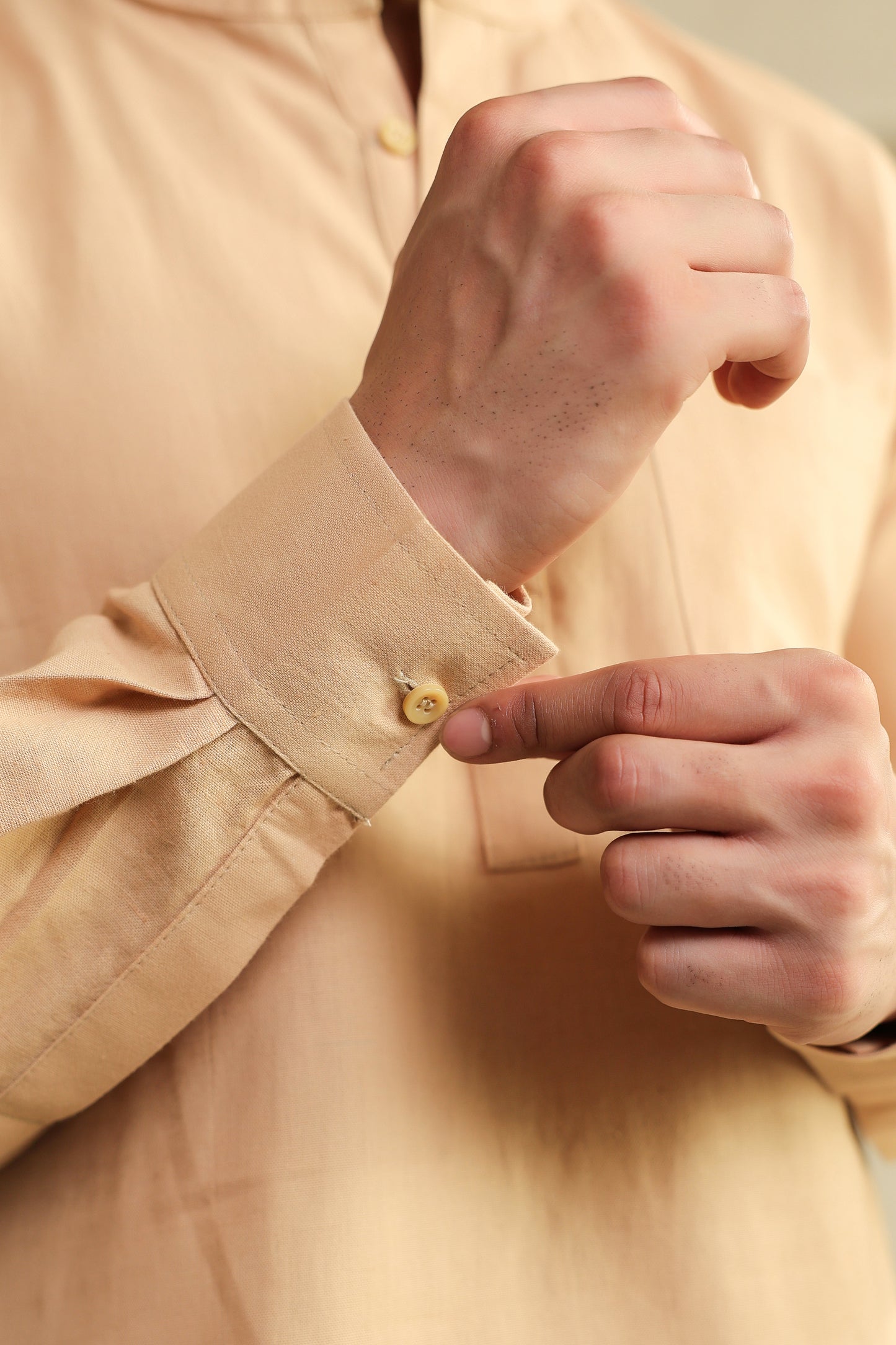 Beige Linen Blend Cotton Shirt Kurta