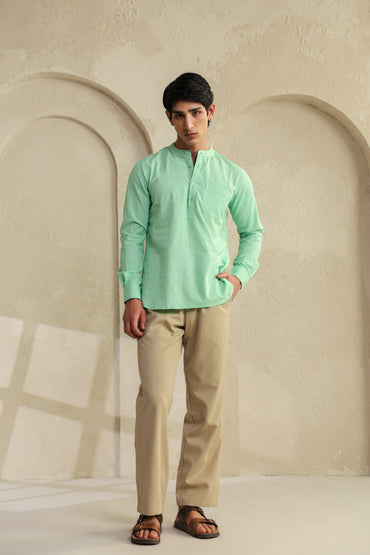 Sea green Linen Blend Shirt Kurta