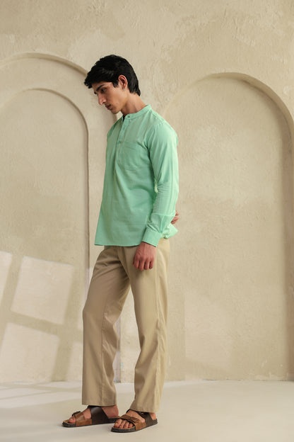 Sea green Linen Blend Shirt Kurta