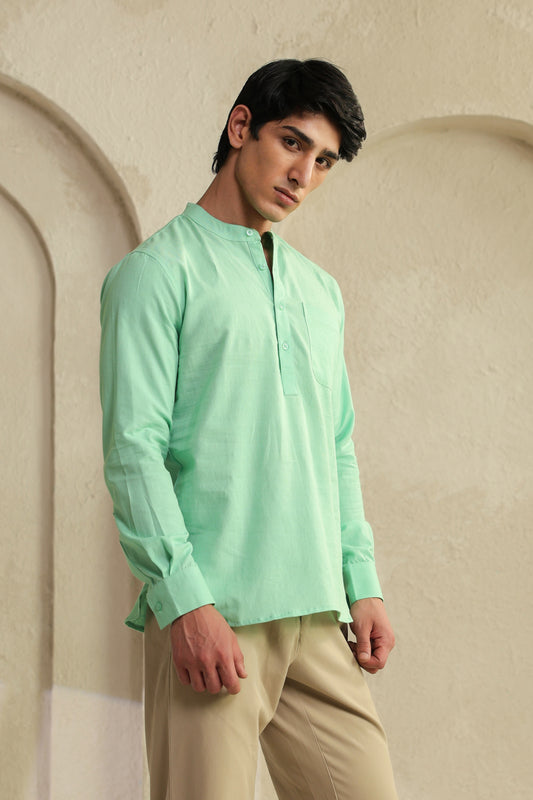 Sea green Linen Blend Shirt Kurta