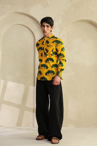 Yellow Full sleeve Cotton Shirt Kurta