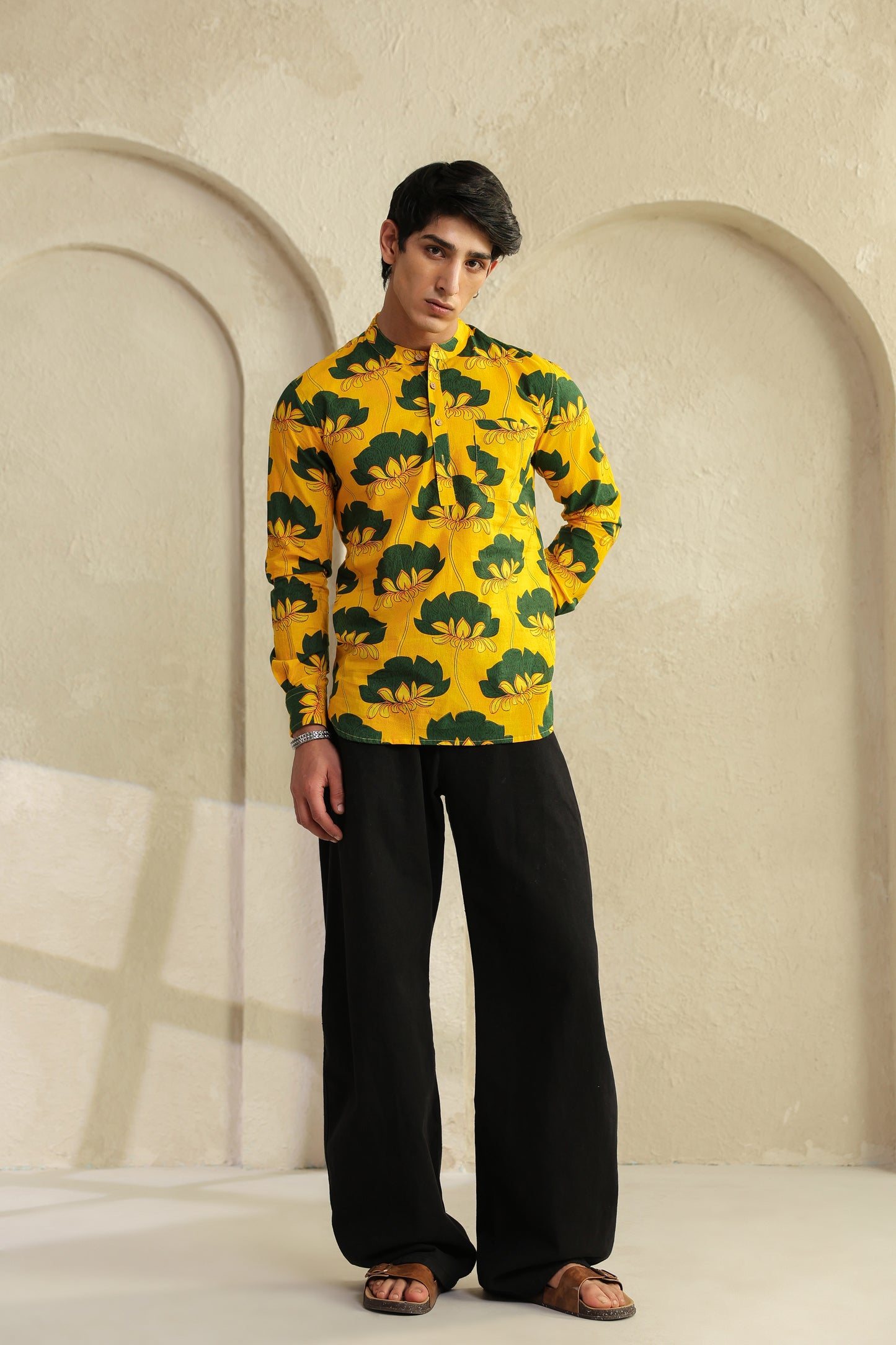 Yellow Full sleeve Cotton Shirt Kurta
