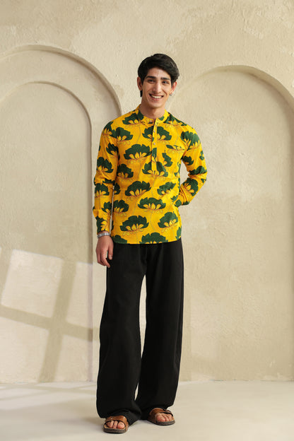 Yellow Full sleeve Cotton Shirt Kurta