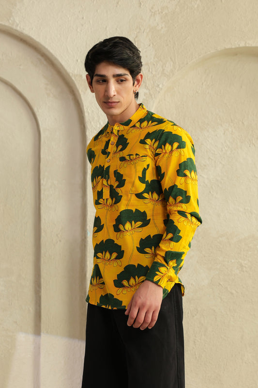 Yellow Full sleeve Cotton Shirt Kurta