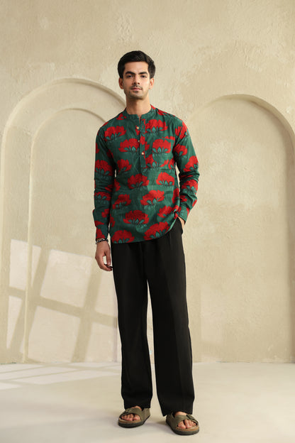 Teal Full sleeve shirt kurta