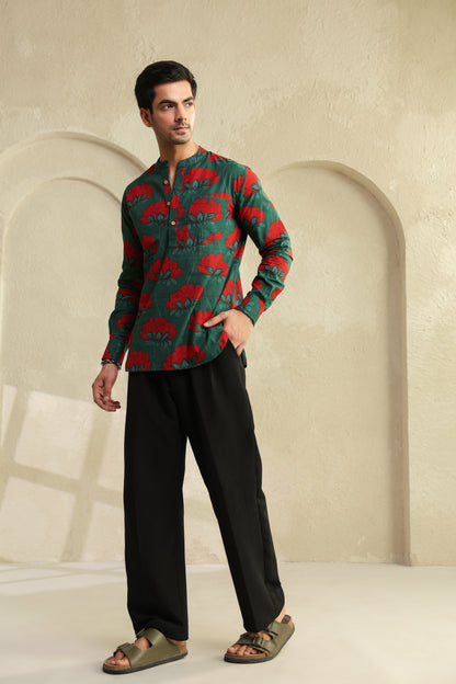 Teal Full sleeve shirt kurta