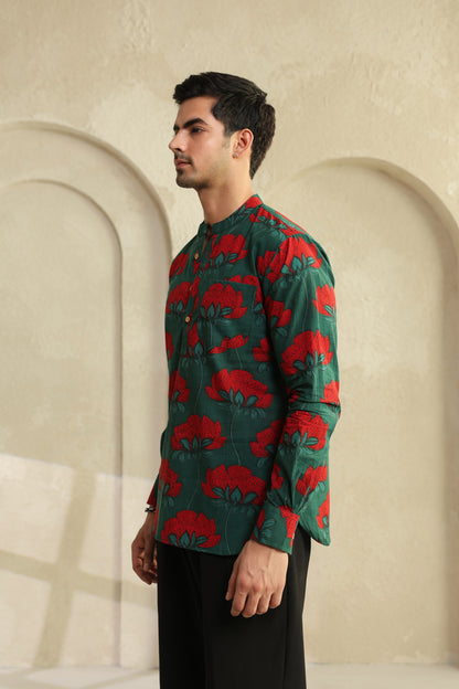 Teal Full sleeve shirt kurta