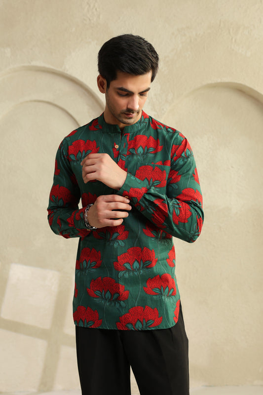 Teal Full sleeve shirt kurta