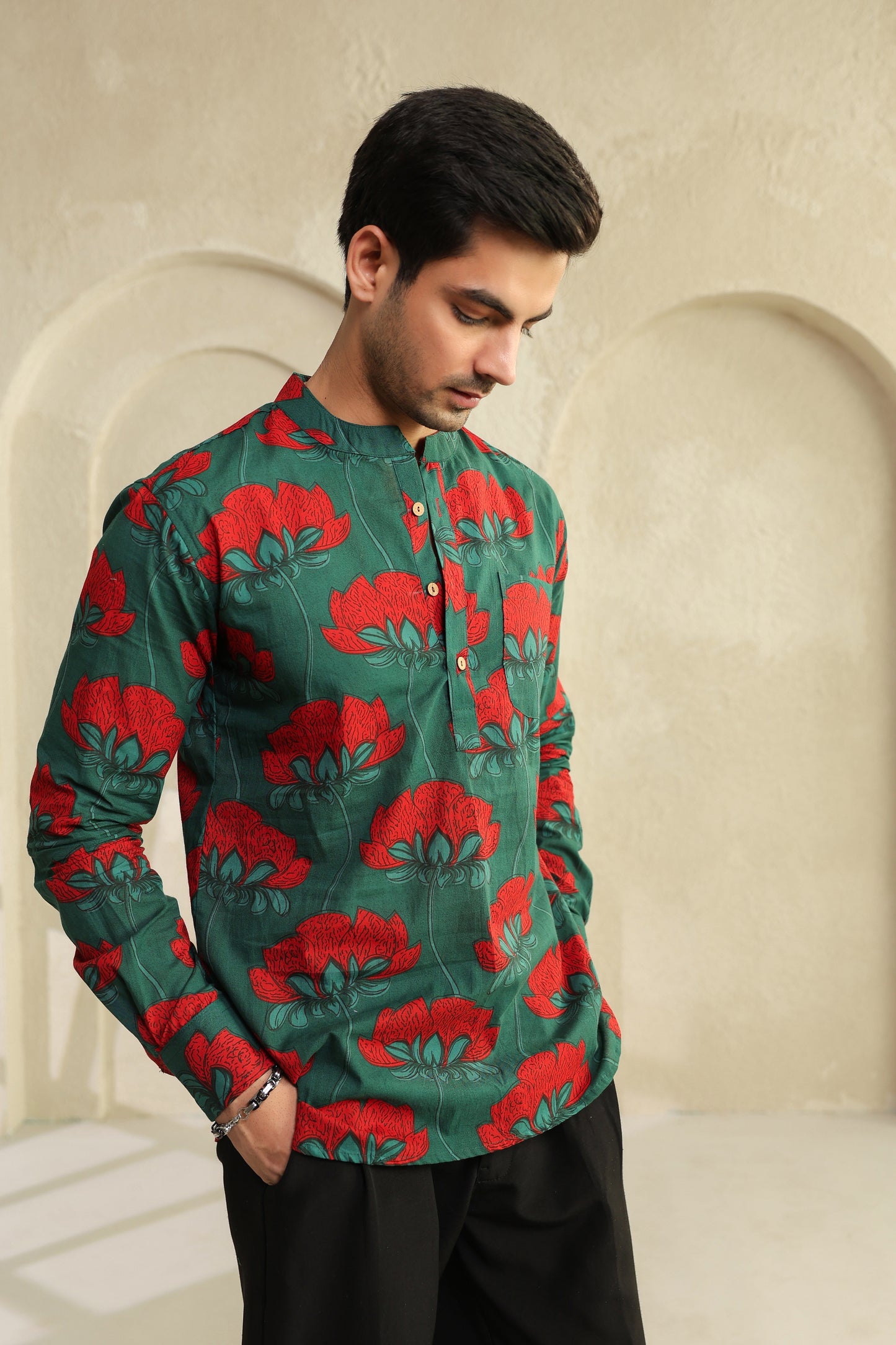 Teal Full sleeve shirt kurta
