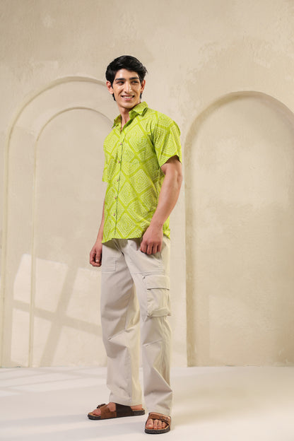 Lime regular fit cotton shirt
