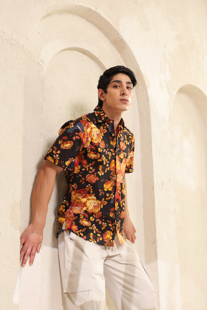 Black Yellow Half sleeve Shirt