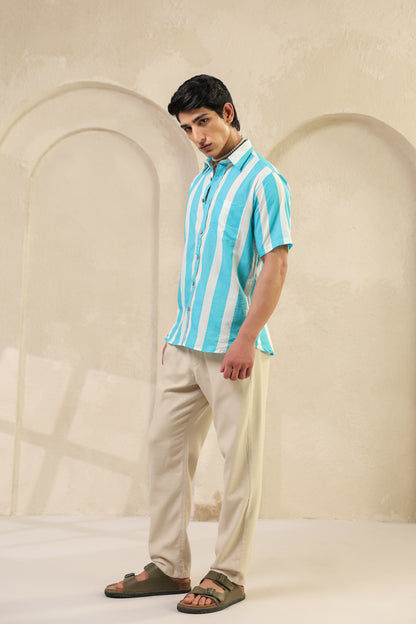 Blue Stripe Cotton Regular Shirt