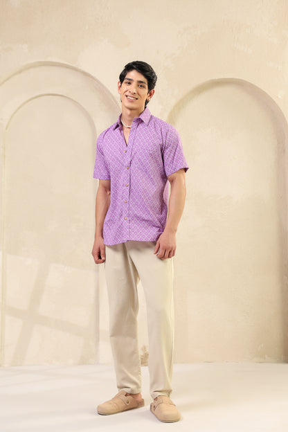 Purple Dots Cotton Regular Shirt