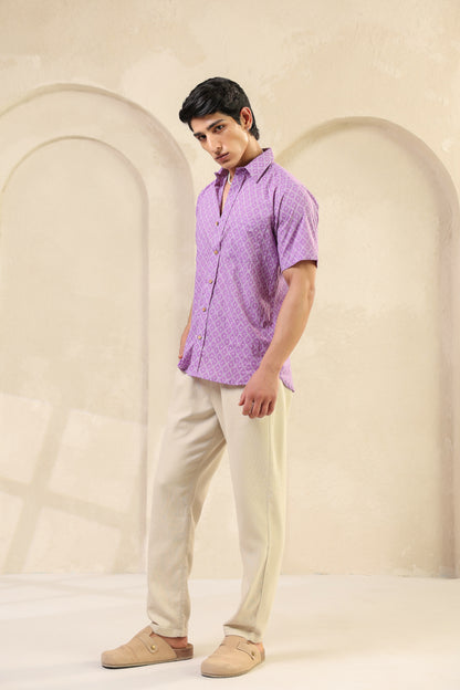 Purple Dots Cotton Regular Shirt