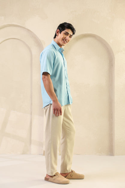 Ice blue linen blend Shirt