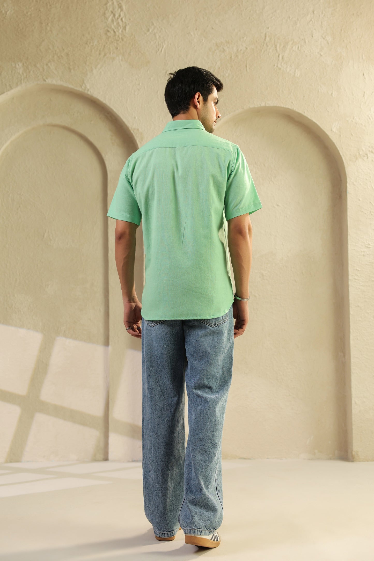 Sea Green Linen Blend Shirt