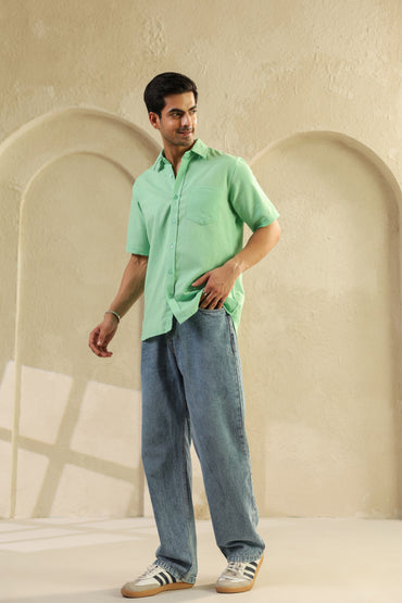 Sea Green Linen Blend Shirt