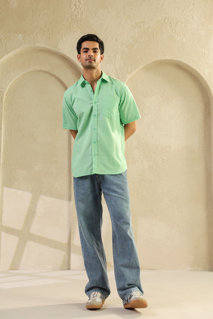 Sea Green Linen Blend Shirt