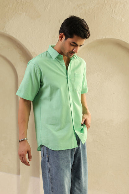 Sea Green Linen Blend Shirt