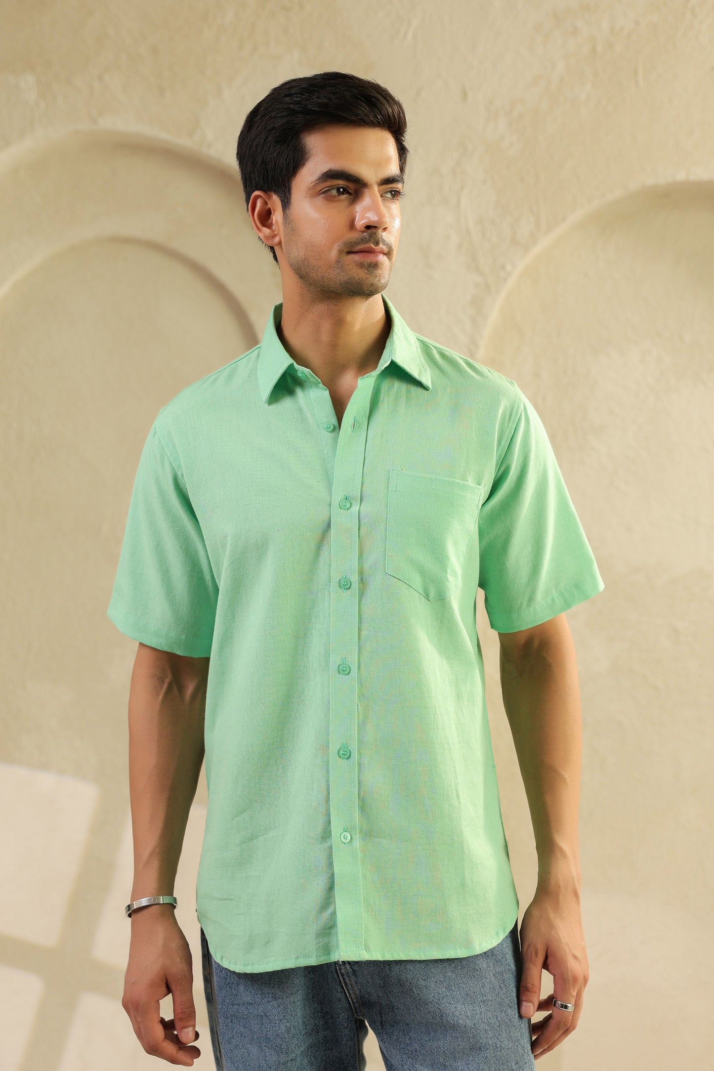Sea Green Linen Blend Shirt