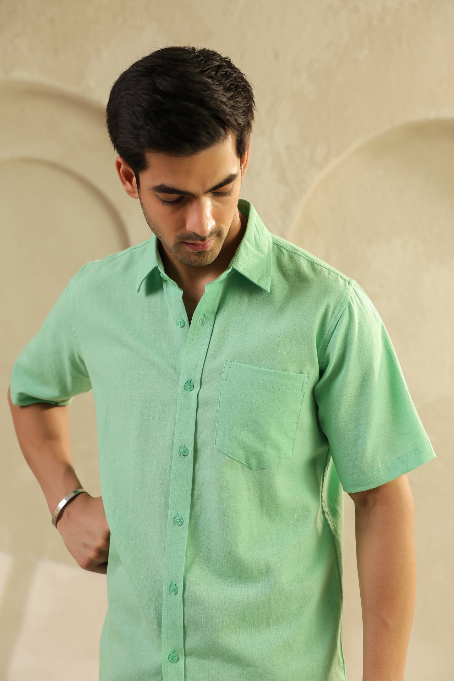 Sea Green Linen Blend Shirt