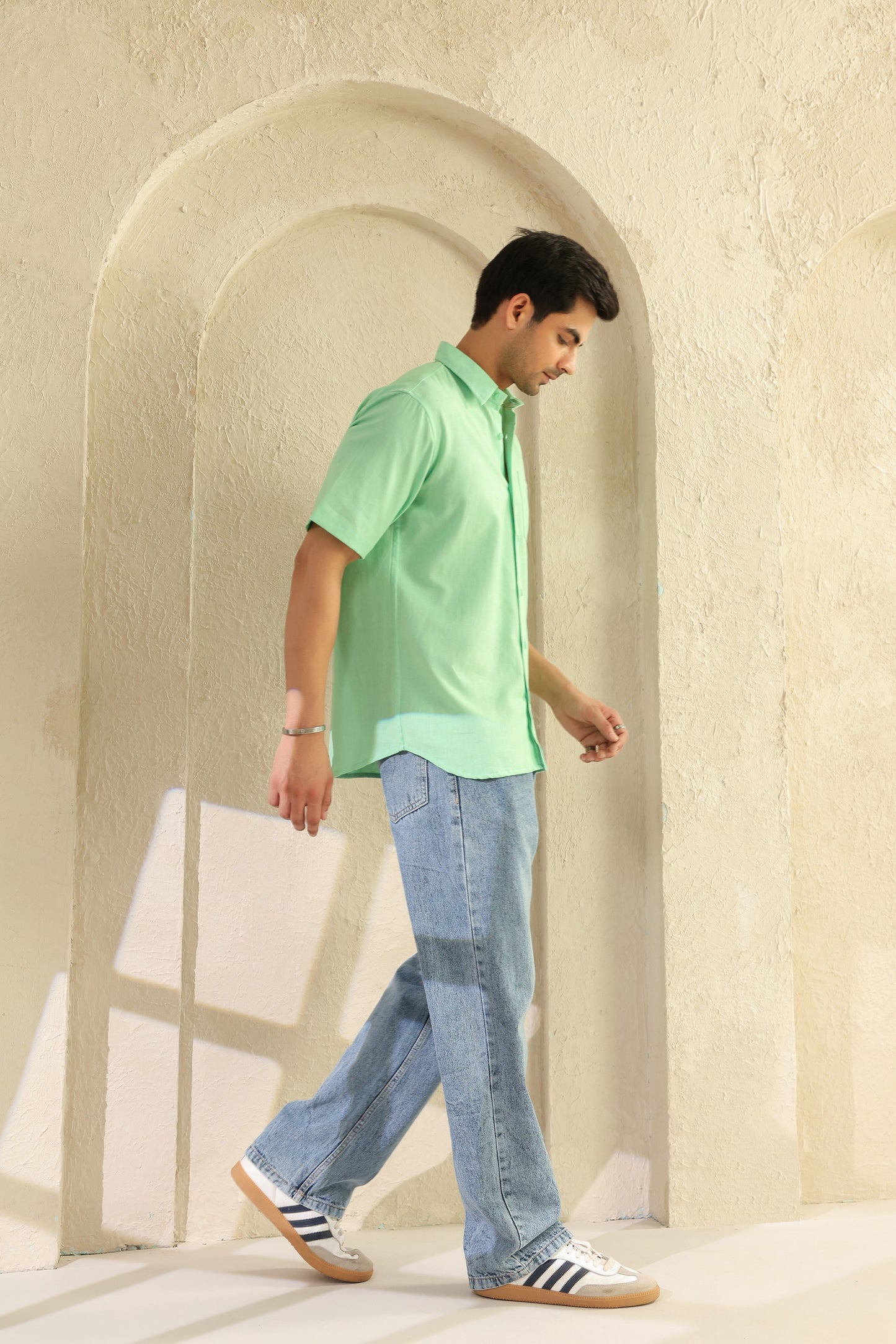 Sea Green Linen Blend Shirt