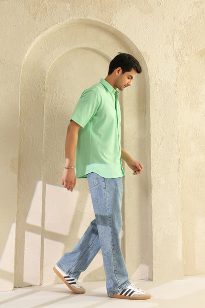 Sea Green Linen Blend Shirt