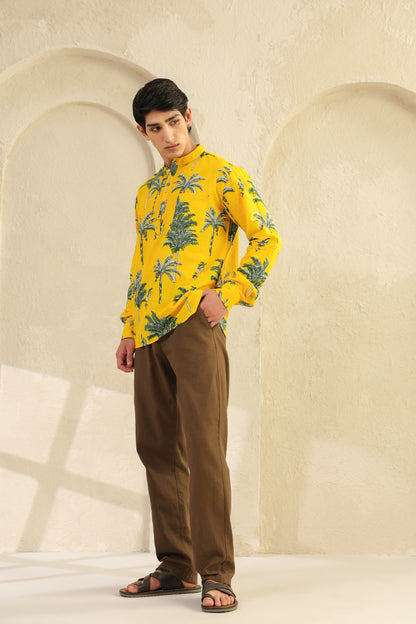 Lemon yellow Full sleeve shirt kurta