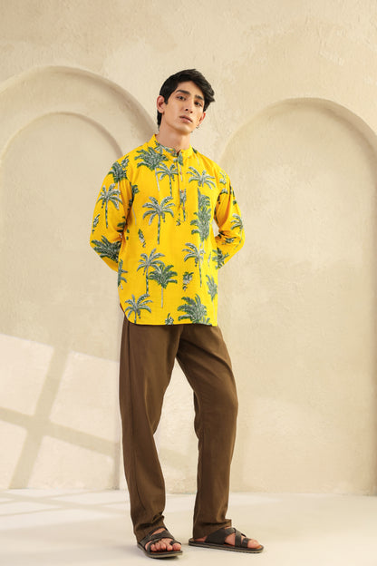 Lemon yellow Full sleeve shirt kurta