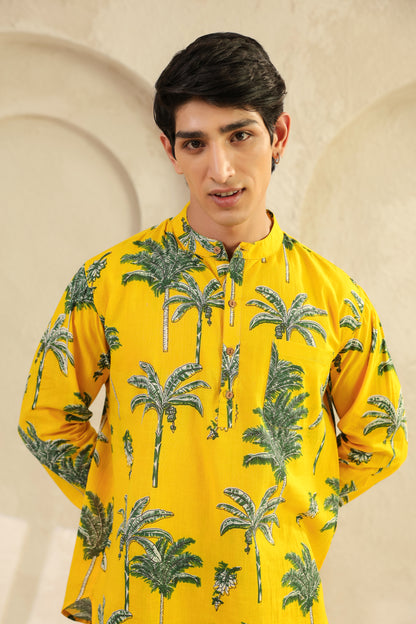Lemon yellow Full sleeve shirt kurta