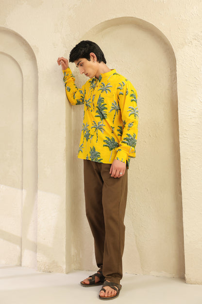 Lemon yellow Full sleeve shirt kurta