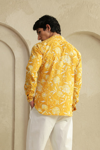 Butter Yellow Cotton Shirt Kurta