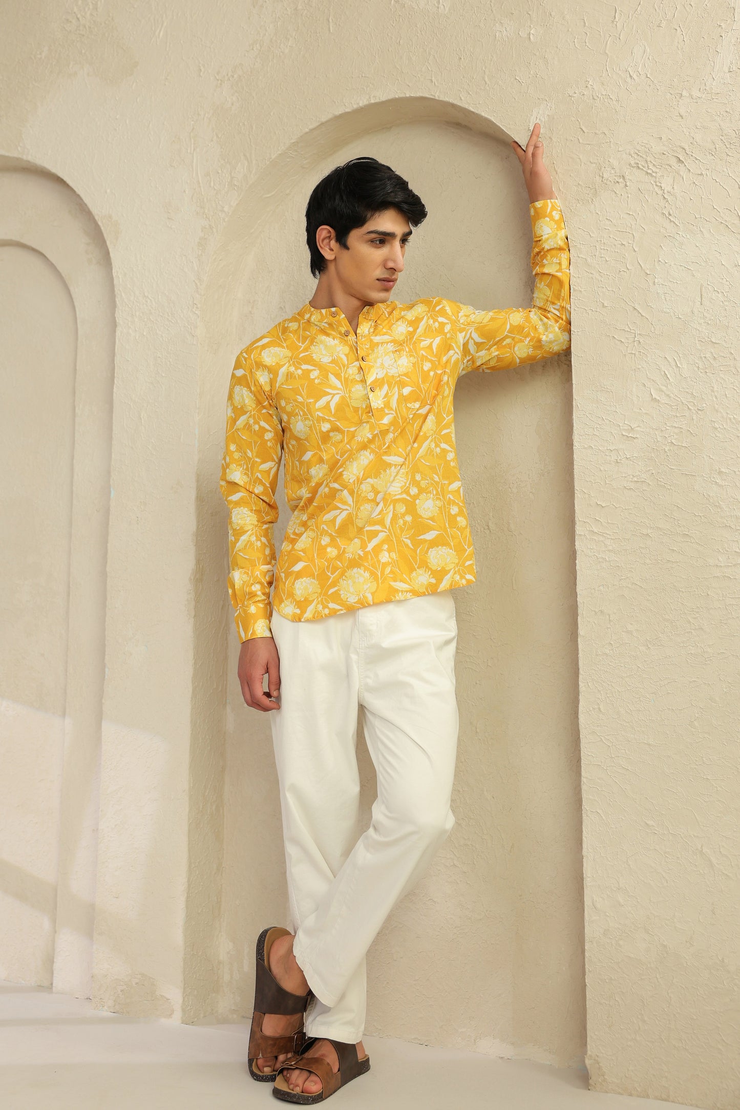 Butter Yellow Cotton Shirt Kurta