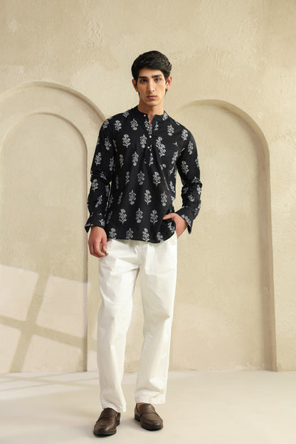 Black Grey Full Sleeves Shirt kurta