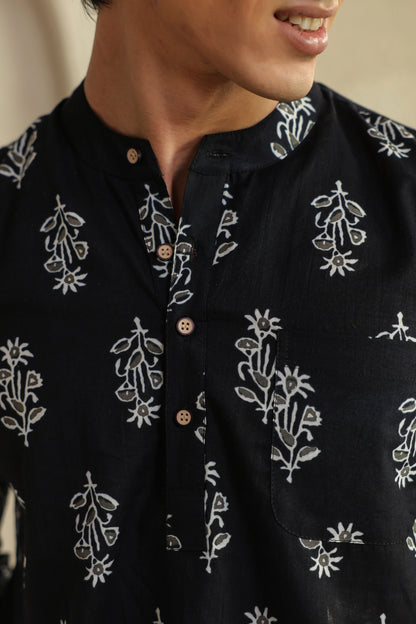Black Grey Full Sleeves Shirt kurta