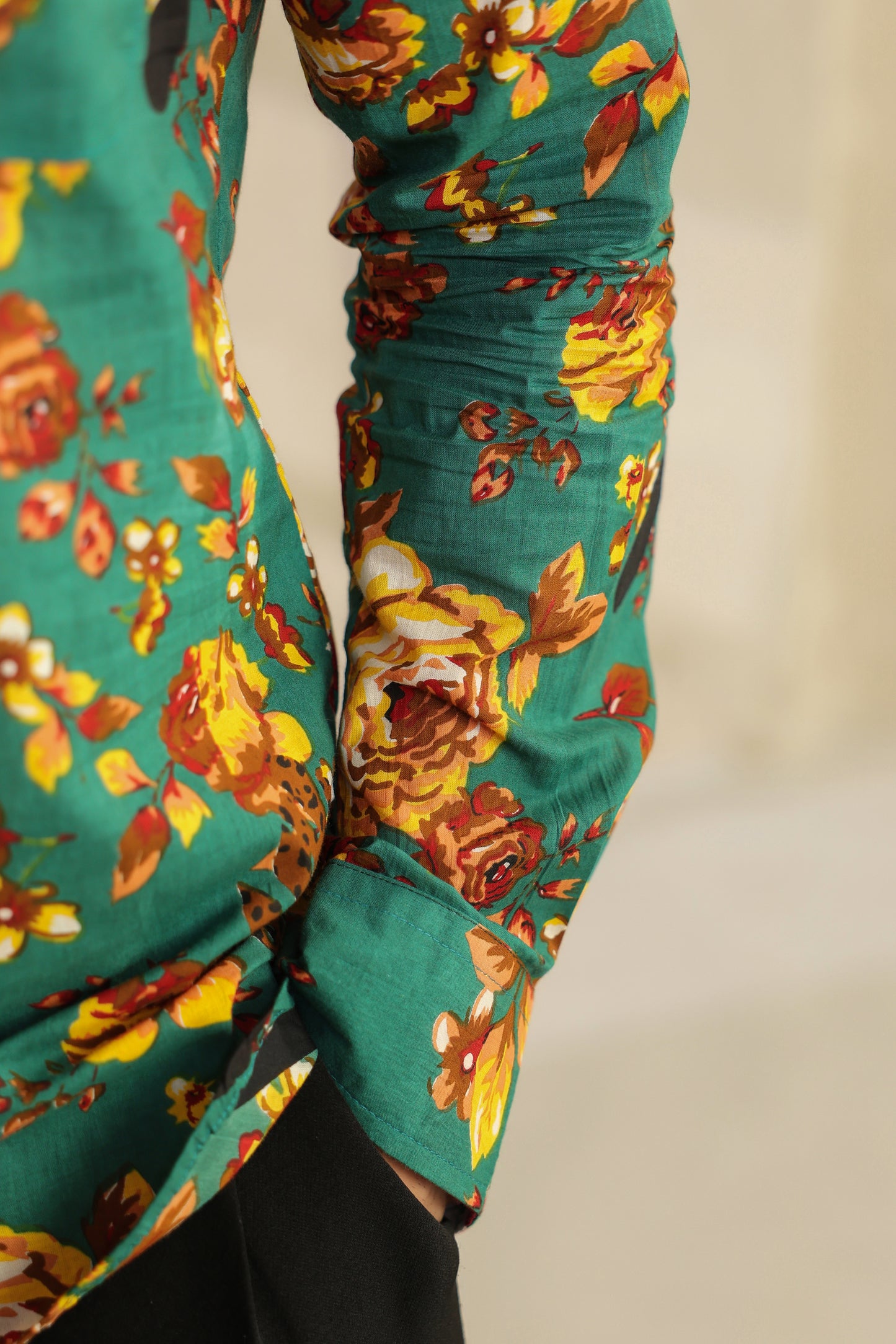 Teal floral Regular Shirt kurta