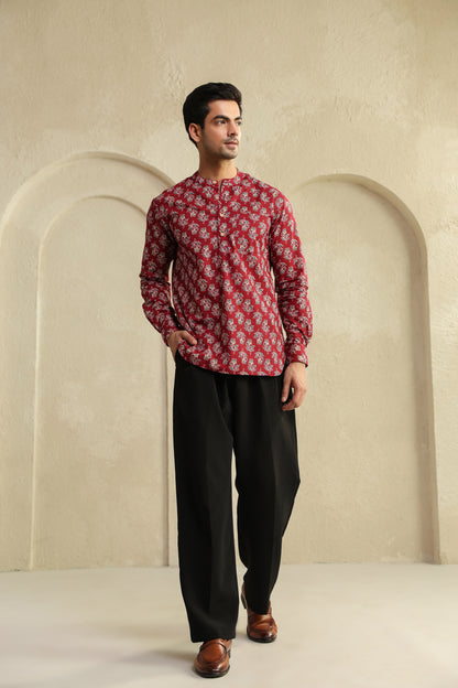 Maroon Full Sleeve Shirt Kurta