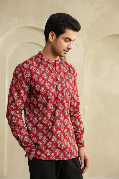 Maroon Full Sleeve Shirt Kurta