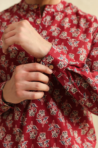 Maroon Full Sleeve Shirt Kurta