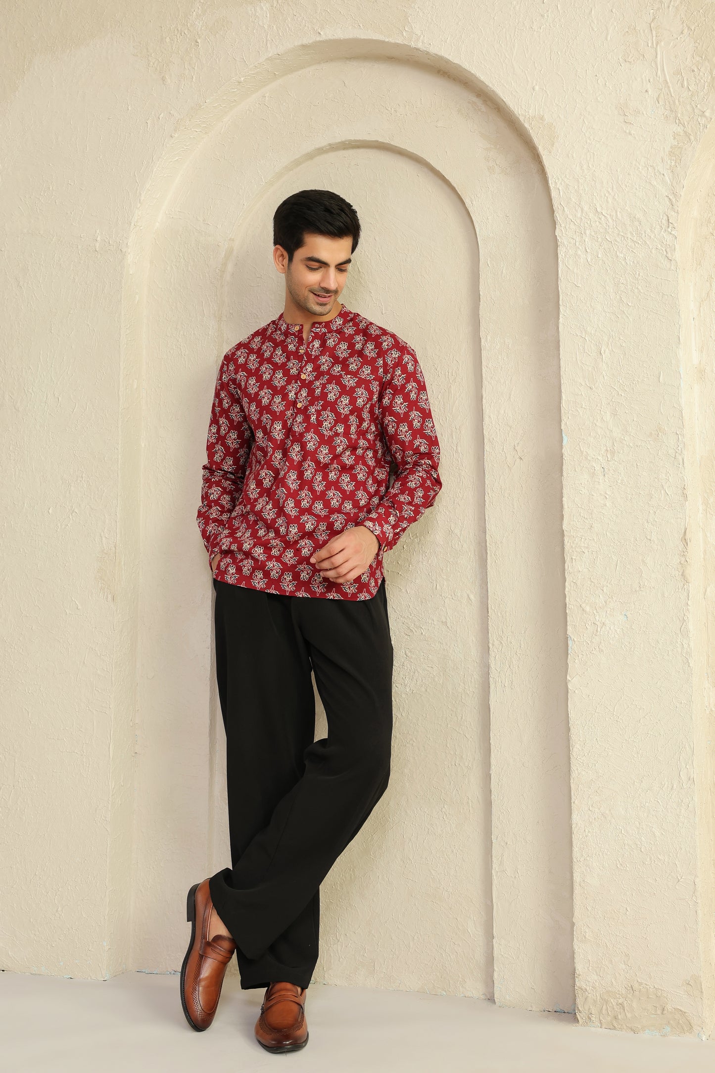 Maroon Full Sleeve Shirt Kurta