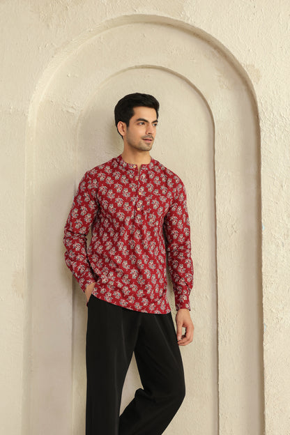 Maroon Full Sleeve Shirt Kurta