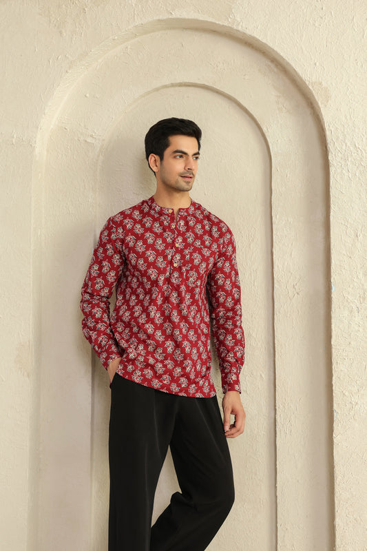 Maroon Full Sleeve Shirt Kurta