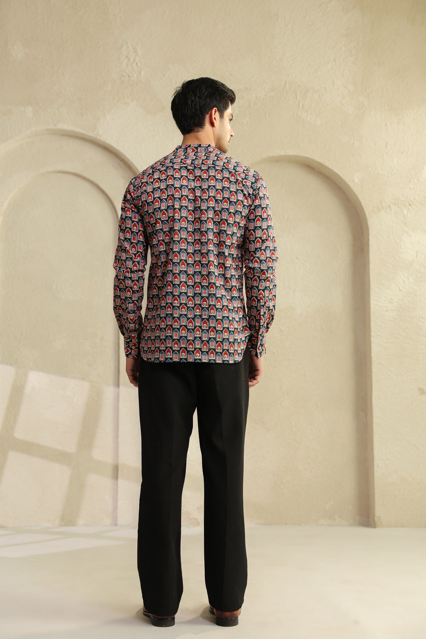 Black Red Abstract Shirt Kurta