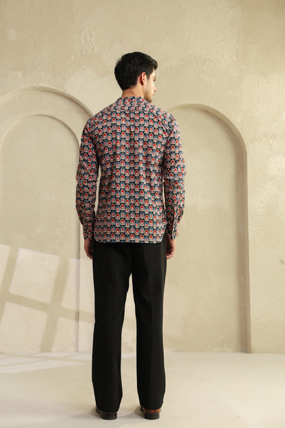 Black Red Abstract Shirt Kurta