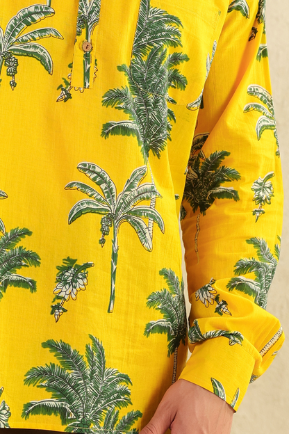 Lemon yellow Full sleeve shirt kurta